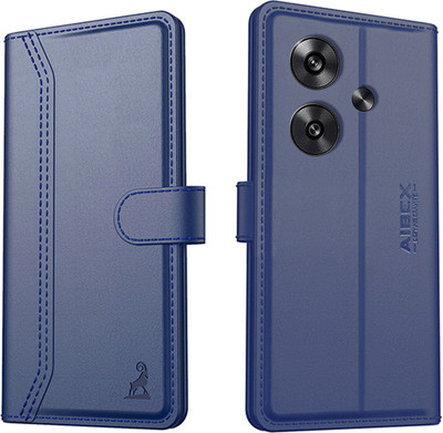 AIBEX Flip Cover for Poco F6 5G |Premium Leather Finish | Magnetic Closure | Kickstand Feature | Shockproof(Blue, Magnetic Case, Pack of: 1)