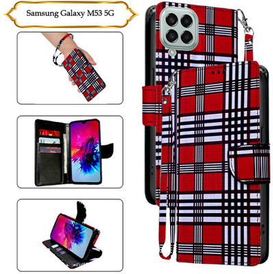 SALGO Flip Cover for Samsung Galaxy M53 5G(Red, Pack of: 1)