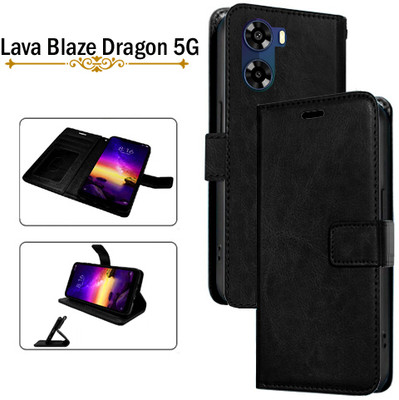 Cutemart Flip Cover for Lava Blaze Dragon 5G(Black, Pack of: 1)