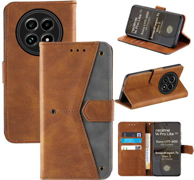 Aaghosh Flip Cover for Realme 14 Pro Lite 5G, Realme 13 Pro 5G, Realme 13 Pro+ 5G(Brown, Shock Proof, Pack of: 1)