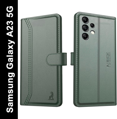 AIBEX Flip Cover for Samsung Galaxy A23 5G|Vegan PU Leather |Foldable Stand & Pocket(Green, Cases with Holder, Pack of: 1)