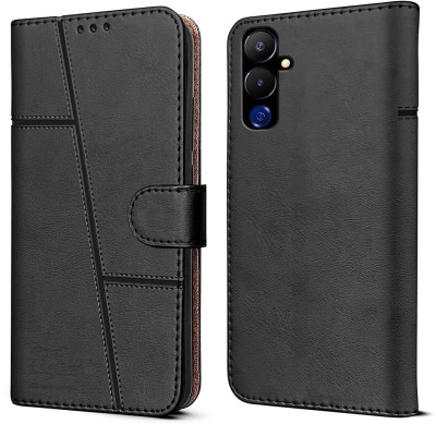 spaziogold Flip Cover for Tecno POVA 4(Premium Leather Material | Built-in Stand | Card Slots and Wallet)(Black, Dual Protection, Pack of: 1)