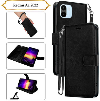 Asmart Flip Cover for Redmi A1 2022(Black, Pack of: 1)
