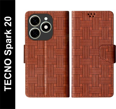 SScase Flip Cover for TECNO Spark 20(Brown, Shock Proof, Pack of: 1)