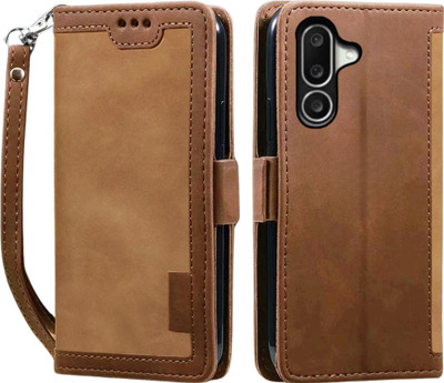 GoPerfect Flip Cover for Samsung Galaxy M56 5G , Limited Edition Business Series Flip Back Cover Case(Brown, Shock Proof, Pack of: 1)