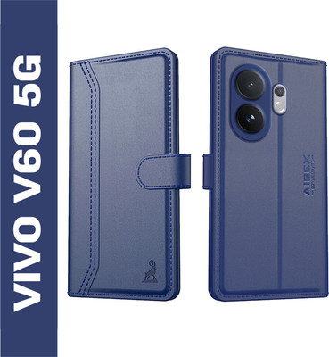 AIBEX Flip Cover for Vivo T4 Pro 5G / Vivo V60 5G| Premium Leather Finish | Magnetic Closure |Kickstand Feature(Blue, Magnetic Case, Pack of: 1)
