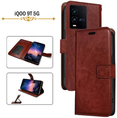 Asmart Flip Cover for iQOO 9T 5G(Brown, Pack of: 1)