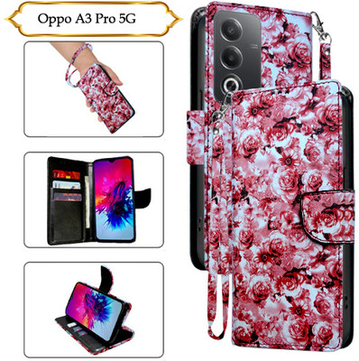 SALGO Flip Cover for Oppo A3 Pro 5G(Red, Pack of: 1)