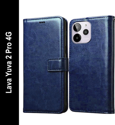 Casotec Flip Cover for Lava Yuva 2 Pro 4G(Blue, Pack of: 1)