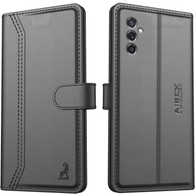 AIBEX Flip Cover for Samsung Galaxy M52 5G|Vegan PU Leather |Foldable Stand & Pocket(Black, Cases with Holder, Pack of: 1)