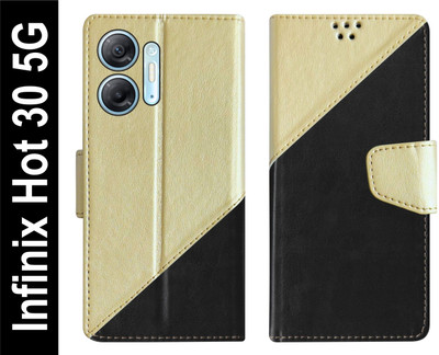 SBMS Flip Cover for Infinix Hot 30 5G Back Cover Case with Magnatic Closure(Black, Beige, Shock Proof, Pack of: 1)