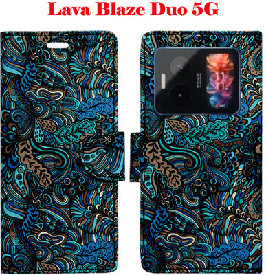 Mxkart Flip Cover for Lava Blaze Duo 5G(Blue, Pack of: 1)