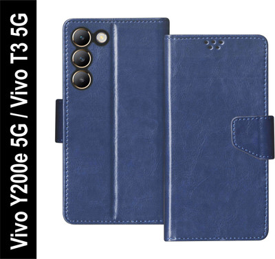 SBMS Flip Cover for Vivo Y200e 5G / Vivo T3 5G Back Cover Case with Magnatic Closure(Blue, Shock Proof, Pack of: 1)
