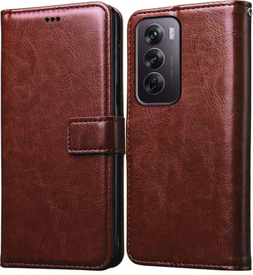 Casotec Flip Cover for Oppo Reno 12 Pro 5G(Brown, Pack of: 1)