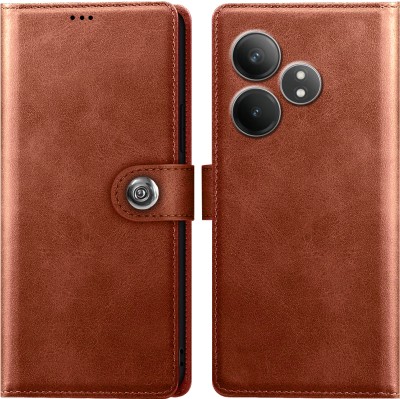 Roxel Flip Cover for Realme GT 6T(Brown, Dual Protection, Pack of: 1)