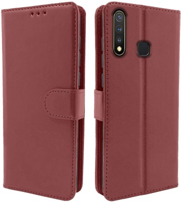 Casesily Flip Cover for Vivo U20 Leather Wallet Case(Brown, Cases with Holder, Pack of: 1)