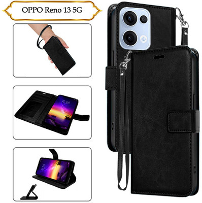 Cutemart Flip Cover for OPPO Reno 13 5G(Black, Pack of: 1)