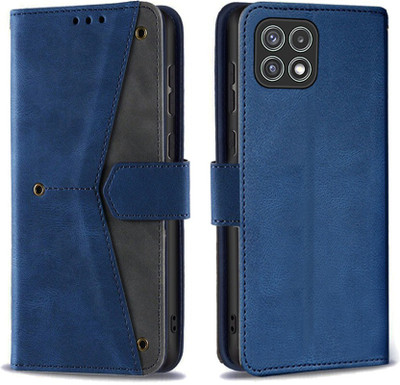 Aarov Flip Cover for Samsung Galaxy A22 5G(Blue, Dual Protection)