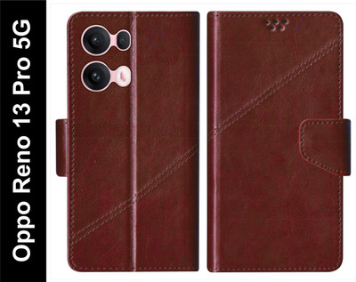 korumacase Flip Cover for Oppo Reno 13 Pro 5G / Reno13 Pro 5G Back Cover Case with Magnatic Closure(Brown, Shock Proof, Pack of: 1)