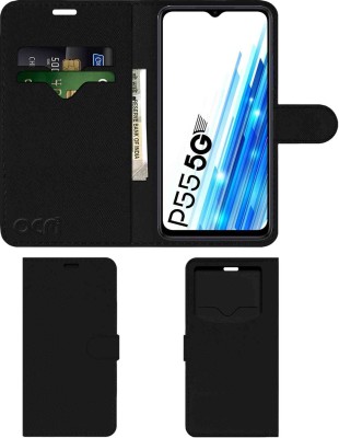 ACM Flip Cover for Itel P55(Black, Cases with Holder, Pack of: 1)