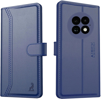 AIBEX Flip Cover for OnePlus 13R 5G |Premium Leather Finish | Magnetic Closure | Kickstand Feature | Shockproof(Blue, Magnetic Case, Pack of: 1)