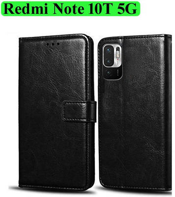 Wynhard Flip Cover for Redmi Note 10T 5G(Black, Grip Case, Pack of: 1)
