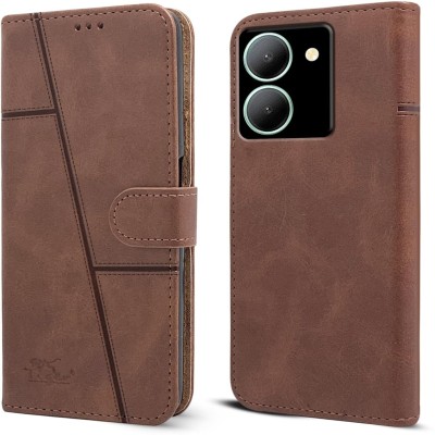 YoZoo Flip Cover for Vivo Y36 4G|Vegan PU Leather |Foldable Stand & Pocket(Brown, Dual Protection, Pack of: 1)