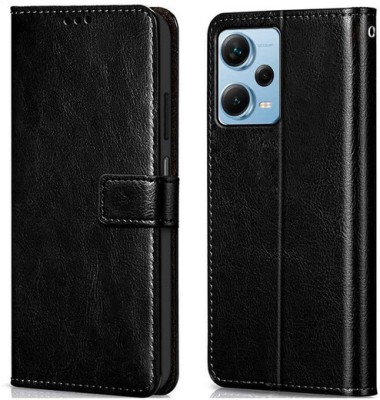 AKSP Flip Cover for Redmi Note 12 Pro Plus 5G Leather Finish(Black, Magnetic Case, Pack of: 1)