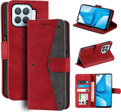 Unistuff Flip Cover for Oppo F17 Pro(Red, Camera Bump Protector, Pack of: 1)