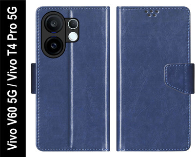 SBMS Flip Cover for Vivo V60 5G / Vivo T4 Pro 5G Back Cover Case with Magnatic Closure(Blue, Shock Proof, Pack of: 1)