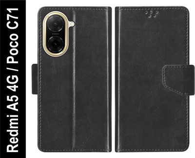 SBMS Flip Cover for Redmi A5 4G / Poco C71 Back Cover Case with Magnatic Closure(Black, Shock Proof, Pack of: 1)