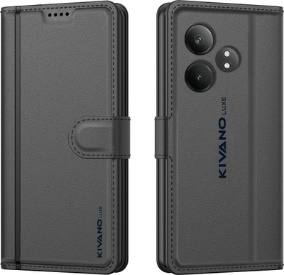 KIVANO LUXE Flip Cover for Realme GT 6T 5G(Black, Magnetic Case, Pack of: 1)