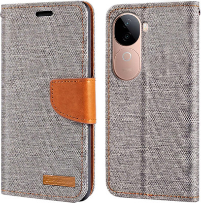 Clickcase Flip Cover for Vivo V40e 5G(Grey, Dual Protection)