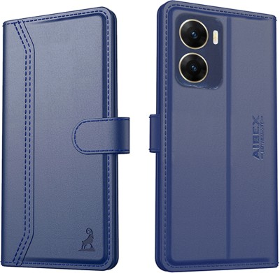 AIBEX Flip Cover for Vivo V29E 5G|Vegan PU Leather |Foldable Stand & Pocket(Blue, Cases with Holder, Pack of: 1)