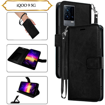 SALGO Flip Cover for iQOO 9 5G(Black, Pack of: 1)