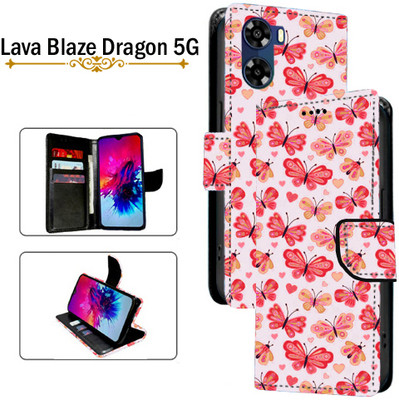 Cutemart Flip Cover for Lava Blaze Dragon 5G(Red, Pack of: 1)