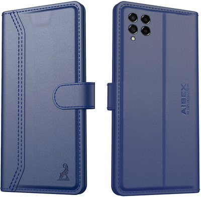 AIBEX Flip Cover for Samsung Galaxy M53 5G|Premium Leather Finish | Magnetic Closure | Kickstand Feature(Blue, Magnetic Case, Pack of: 1)