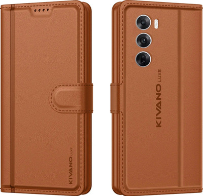 KIVANO LUXE Flip Cover for Oppo Reno 12 5G(Brown, Magnetic Case, Pack of: 1)