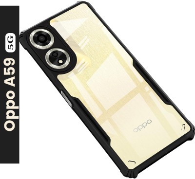 WAREVA Front & Back Case for Oppo A59 5G | 360° Protection | Clear Hard Back Transparent Cover(Black, Transparent, Shock Proof, Pack of: 1)