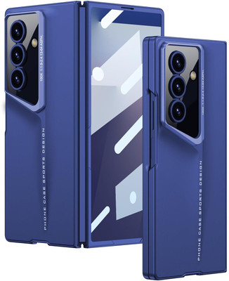 Midkart Front & Back Case for Samsung Galaxy Z Fold 7 Thin Blade Series Hard PC Front Glass & Glossy Camera Protection(Blue, Matte Finish, Pack of: 1)