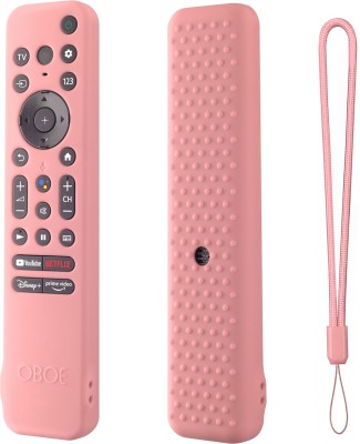 Oboe Front & Back Case for Sony Smart Tv 2022 Voice Remote RMF-TX 800U RMF-TX 900U Silicone Remote Cover with Lanyard(Pink, Shock Proof, Silicon, Pack of: 1)