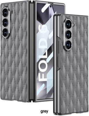 NazarBattu Front & Back Case for Samsung Galaxy Z Fold 5 Leather Cushion With Inbuilt Front Screen Guard(Grey, Grip Case, Pack of: 1)