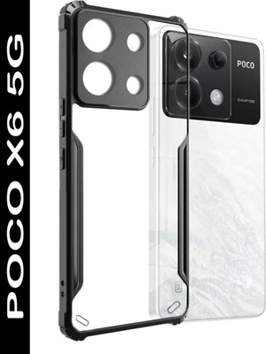 ISH COVER Front & Back Case for POCO X6 5G(Black, Camera Bump Protector, Silicon, Pack of: 1)