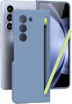 FIEUSCHE Front & Back Case for Samsung Galaxy Z Fold 5 Case Cover Matte Finish Ultra Slim with S Pen Holder(Blue, Matte Finish, Pack of: 1)