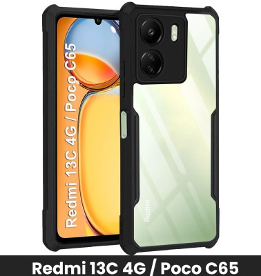 Scobilee Front & Back Case for Poco C65, Redmi 13C 4G | 360° Protection | Clear Hard Back Transparent Cover(Black, Transparent, Shock Proof, Pack of: 1)