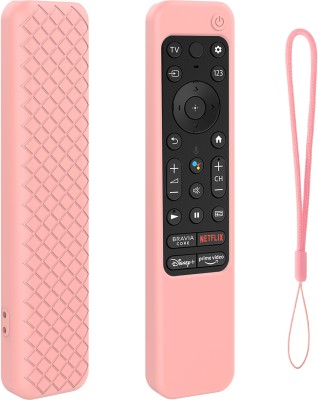 CALDIPREE Front & Back Case for Compatible Sony Smart Tv 2022 Voice Remote RMF-TX 800U RMF-TX 900U(Pink, Silicon)