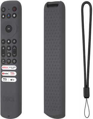 Oboe Front & Back Case for TCL TV Remote 2024 Model / TCL TV V6B SERIES QLED Remote Protective Cover with Lanyard(Grey, Shock Proof, Silicon, Pack of: 1)