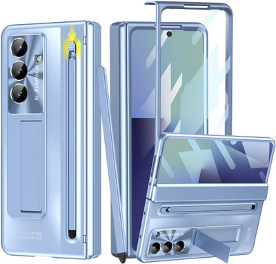 CRUPED Front & Back Case for Luxury PC Case for Samsung Galaxy Z Fold 7 Case/Cover - with S Pen | Tempered Glass Screen(Blue, Rugged Armor, Pack of: 1)