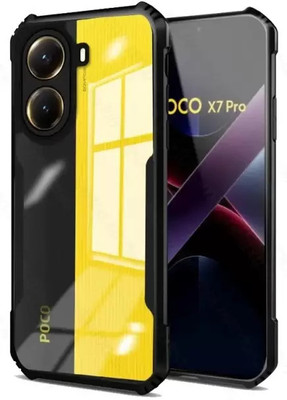 Phone Case Cover Front & Back Case for Poco X7 Pro(Transparent, Black, Shock Proof, Pack of: 1)