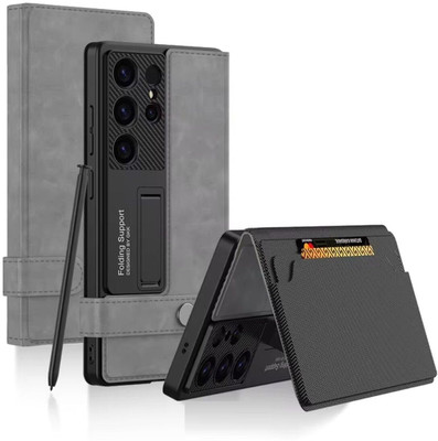 digital star Front & Back Case for Flip Flap Case Samsung Galaxy S25 Ultra 5g(Grey, Card Holder, Pack of: 1)